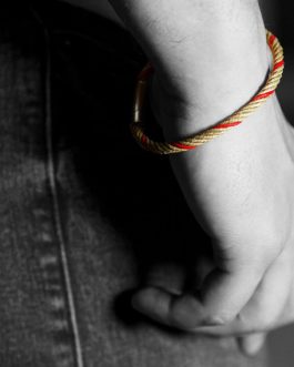 BRACELET CHANVRE UNISEXE NATUREL AVEC UN BRIN ROUGE